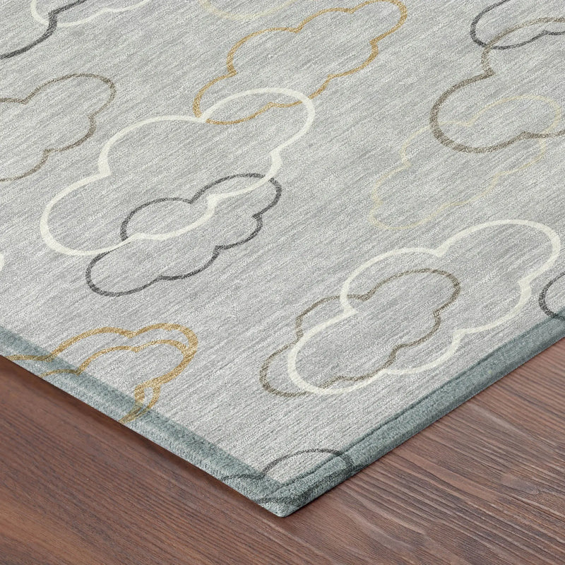 5' X 8' Silver And Beige Abstract Washable Indoor Outdoor Area Rug Homeroots Outdoor