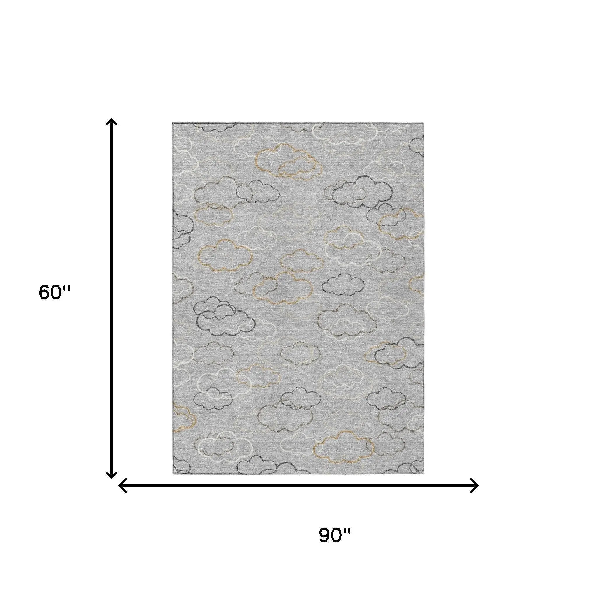 5' X 8' Silver And Beige Abstract Washable Indoor Outdoor Area Rug Homeroots Outdoor