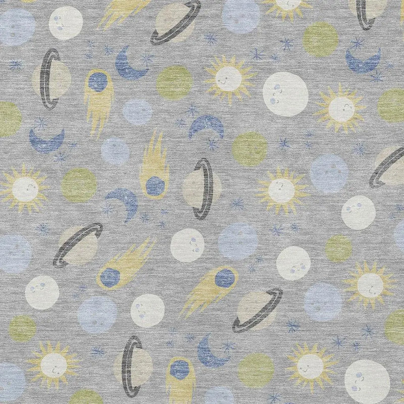 5' X 8' Silver And Blue Geometric Washable Indoor Outdoor Area Rug Homeroots Outdoor