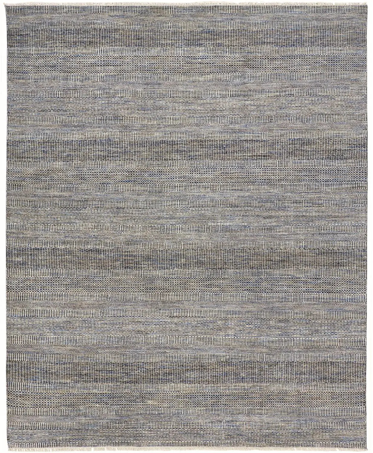 5' X 8' Silver And Brown Wool Striped Shag Hand Knotted Area Rug Homeroots Home Decor