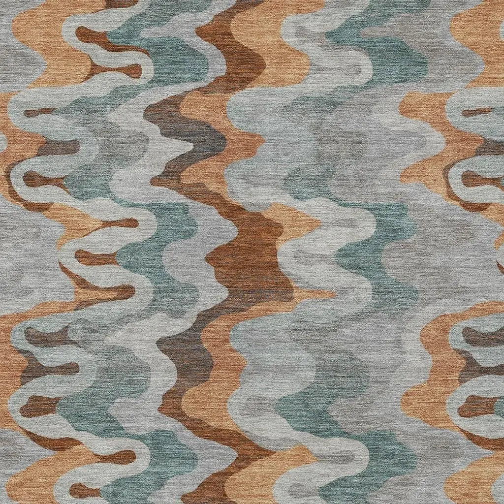 5' X 8' Silver And Copper Abstract Washable Indoor Outdoor Area Rug Homeroots Outdoor