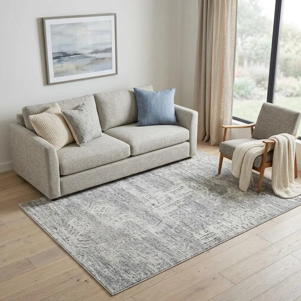 5' X 8' Silver And Gray Abstract Hand Woven Area Rug Homeroots Home Decor