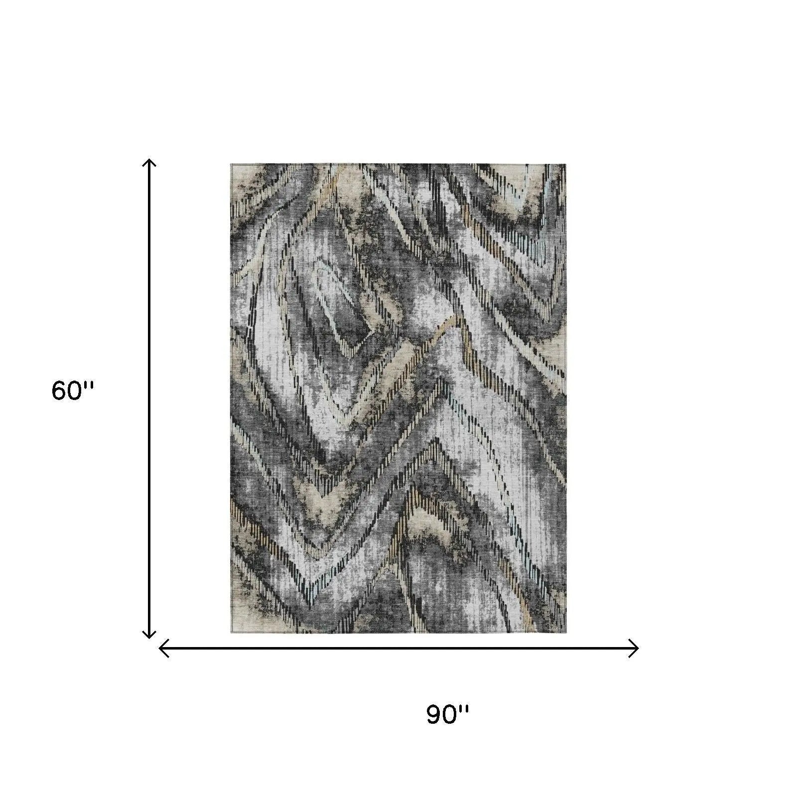 5' X 8' Silver And Gray Abstract Washable Indoor Outdoor Area Rug Homeroots Outdoor