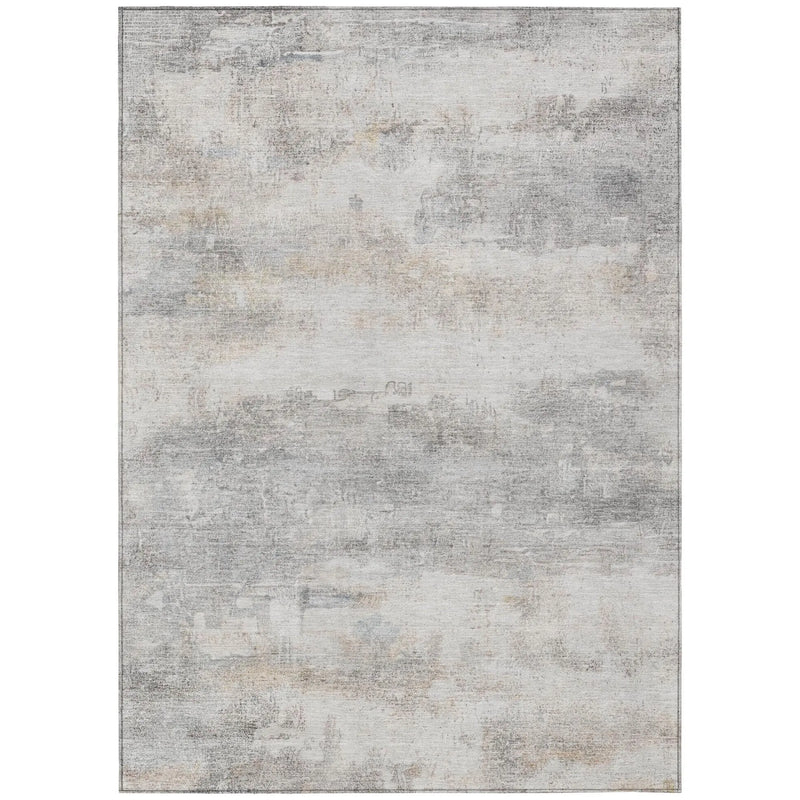 5' X 8' Silver And Gray Abstract Washable Indoor Outdoor Area Rug Homeroots Outdoor