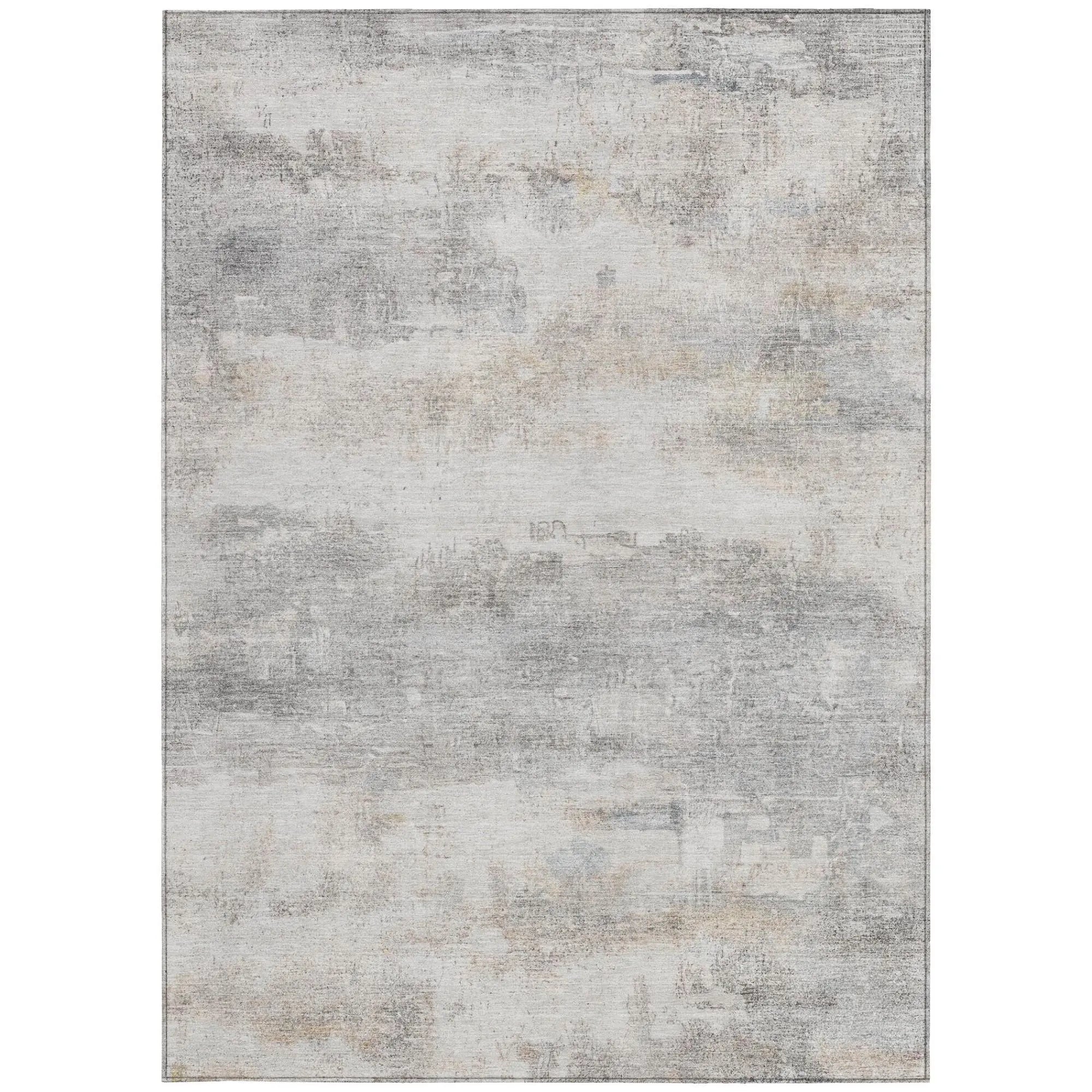 5' X 8' Silver And Gray Abstract Washable Indoor Outdoor Area Rug Homeroots Outdoor