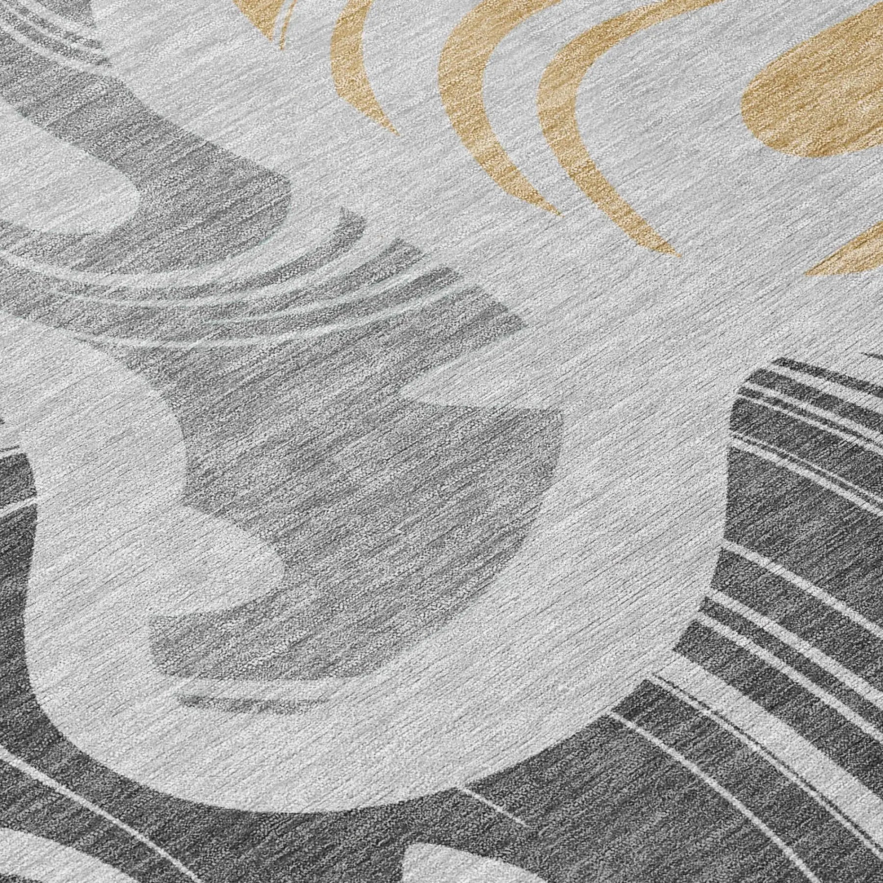 5' X 8' Silver And Gray Abstract Washable Indoor Outdoor Area Rug Homeroots Outdoor