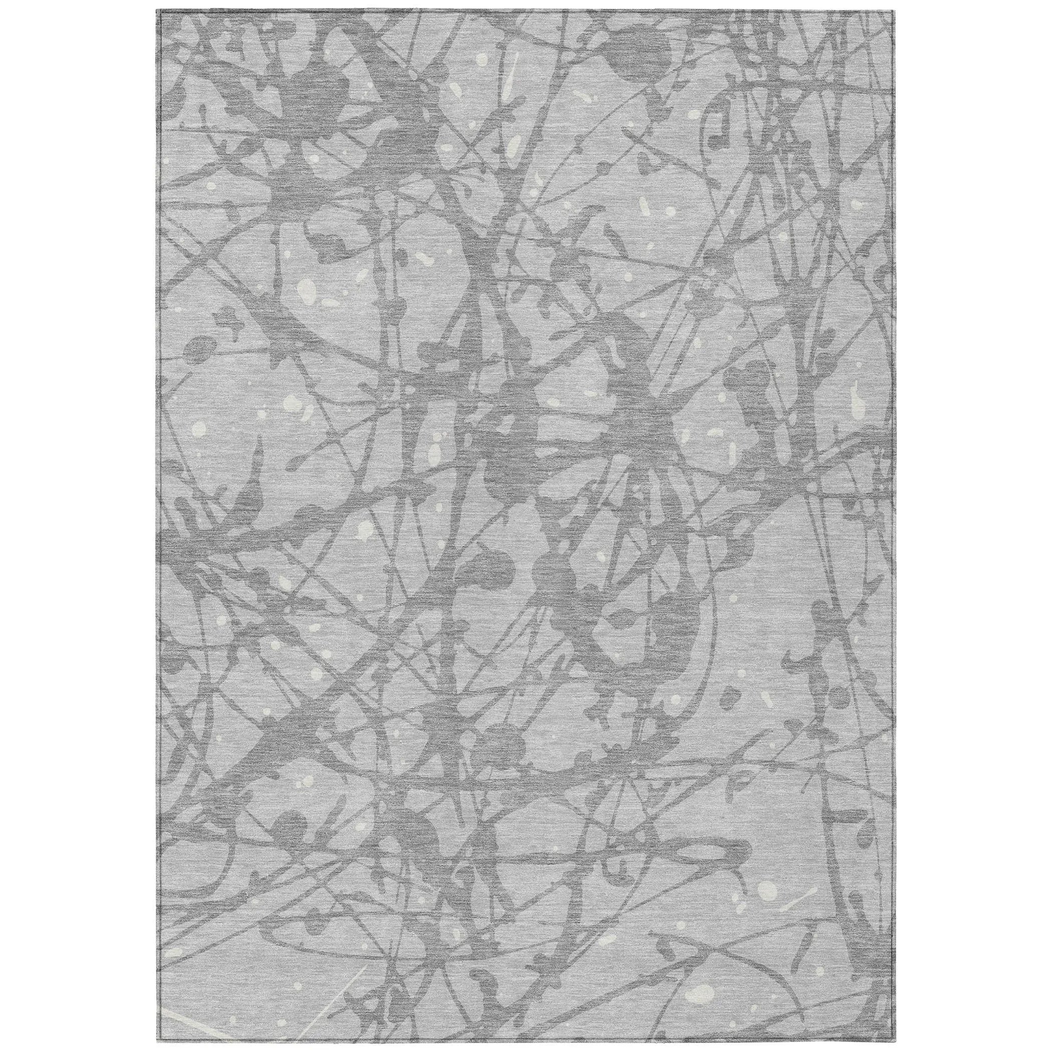 5' X 8' Silver And Gray Abstract Washable Indoor Outdoor Area Rug Homeroots Outdoor