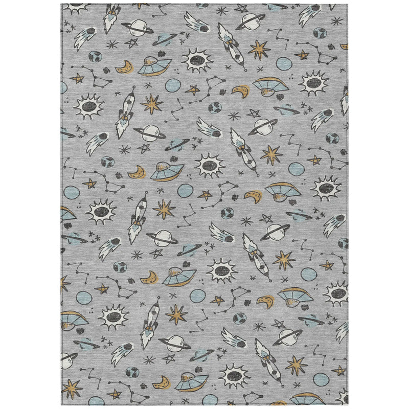 5' X 8' Silver And Gray Animal Print Washable Indoor Outdoor Area Rug Homeroots Outdoor