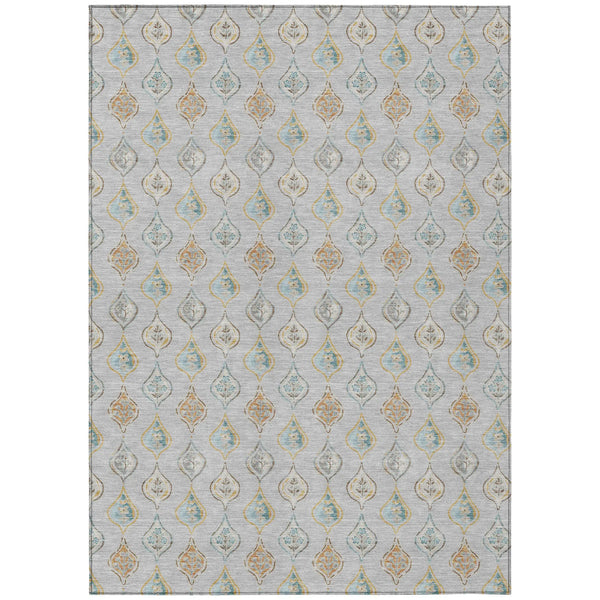 5' X 8' Silver And Gray Floral Washable Indoor Outdoor Area Rug Homeroots Outdoor
