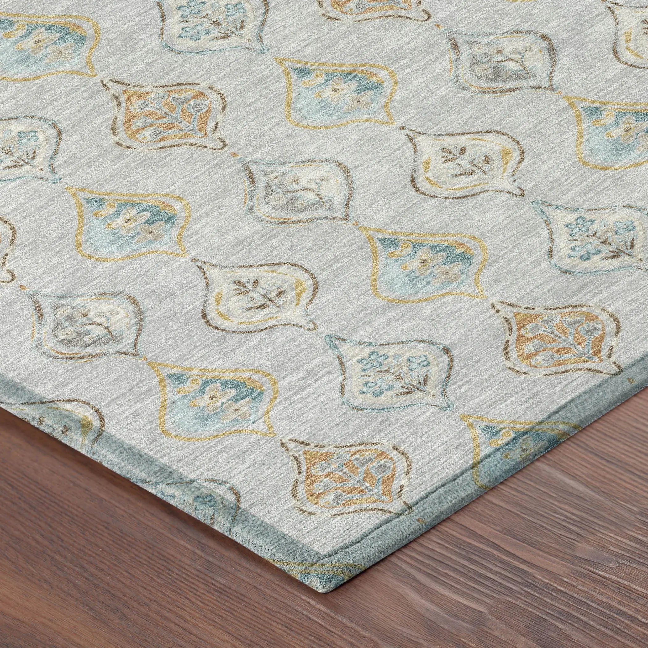 5' X 8' Silver And Gray Floral Washable Indoor Outdoor Area Rug Homeroots Outdoor