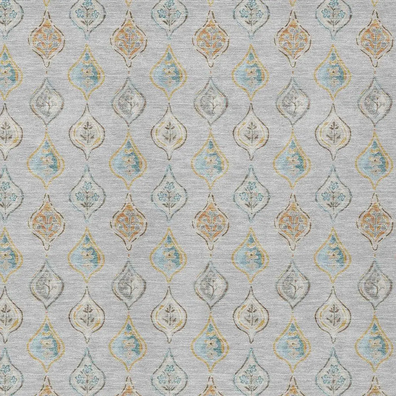 5' X 8' Silver And Gray Floral Washable Indoor Outdoor Area Rug Homeroots Outdoor