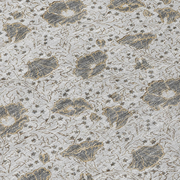 5' X 8' Silver And Gray Floral Washable Indoor Outdoor Area Rug Homeroots Outdoor