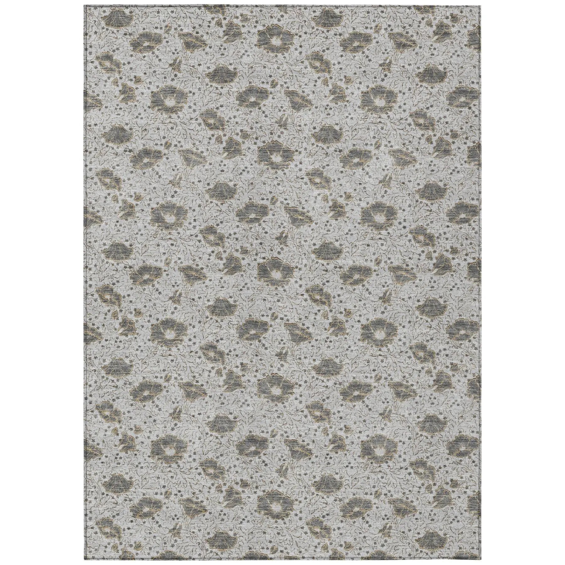 5' X 8' Silver And Gray Floral Washable Indoor Outdoor Area Rug Homeroots Outdoor