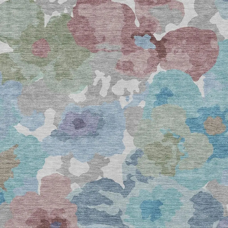 5' X 8' Silver And Gray Floral Washable Indoor Outdoor Area Rug Homeroots Outdoor