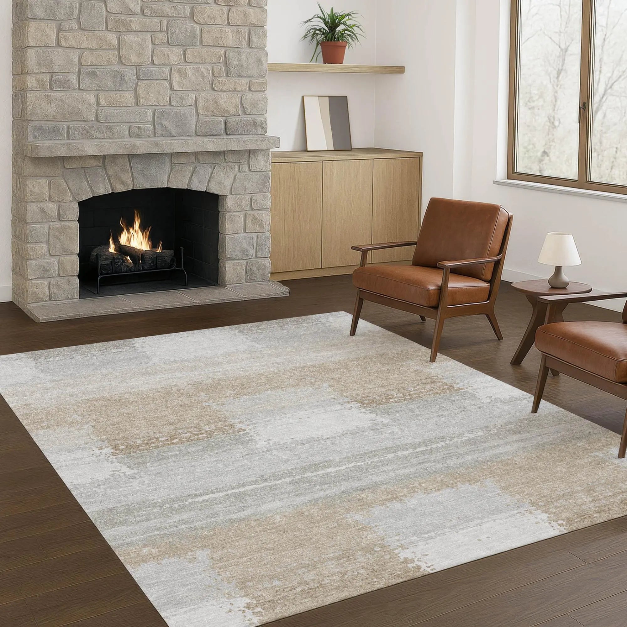 5' X 8' Silver And Gray Geometric Washable Indoor Outdoor Area Rug Homeroots Outdoor