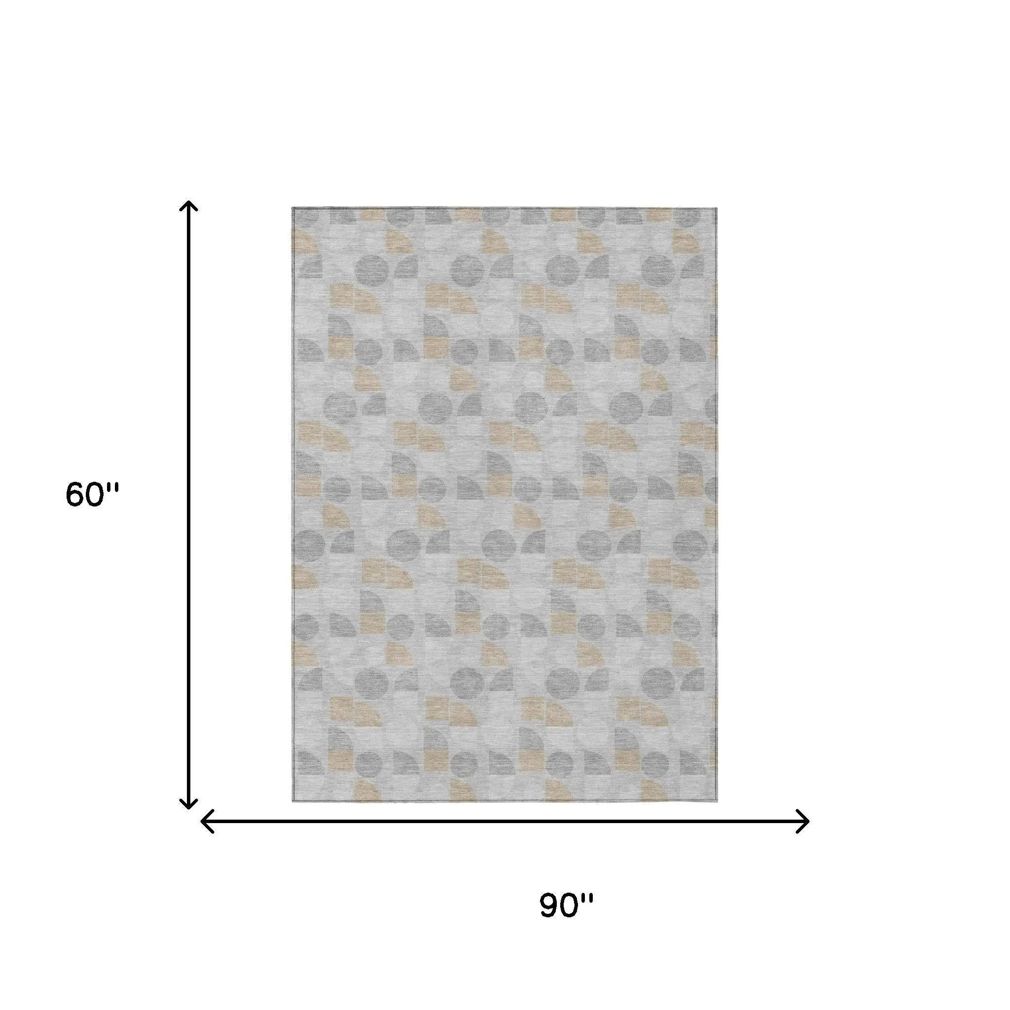 5' X 8' Silver And Gray Geometric Washable Indoor Outdoor Area Rug Homeroots Outdoor