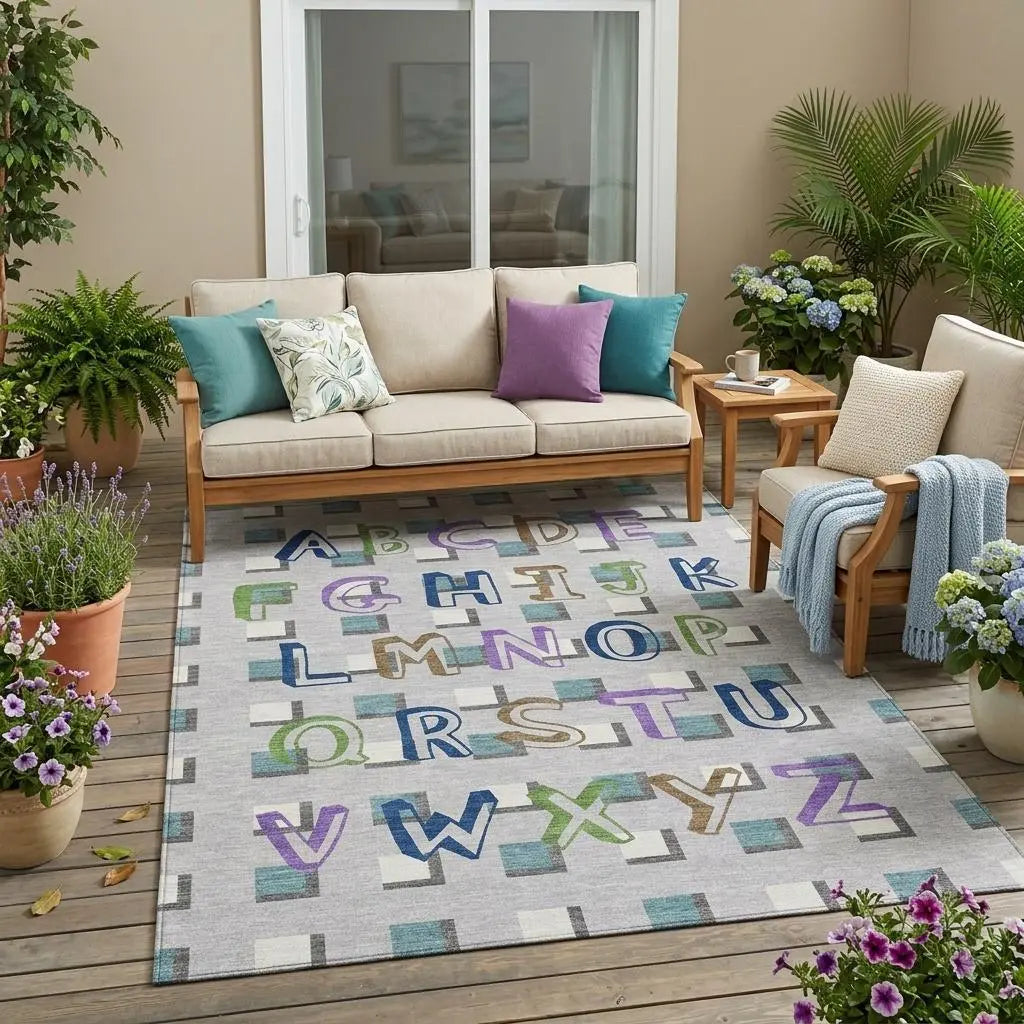 5' X 8' Silver And Gray Geometric Washable Indoor Outdoor Area Rug Homeroots Outdoor