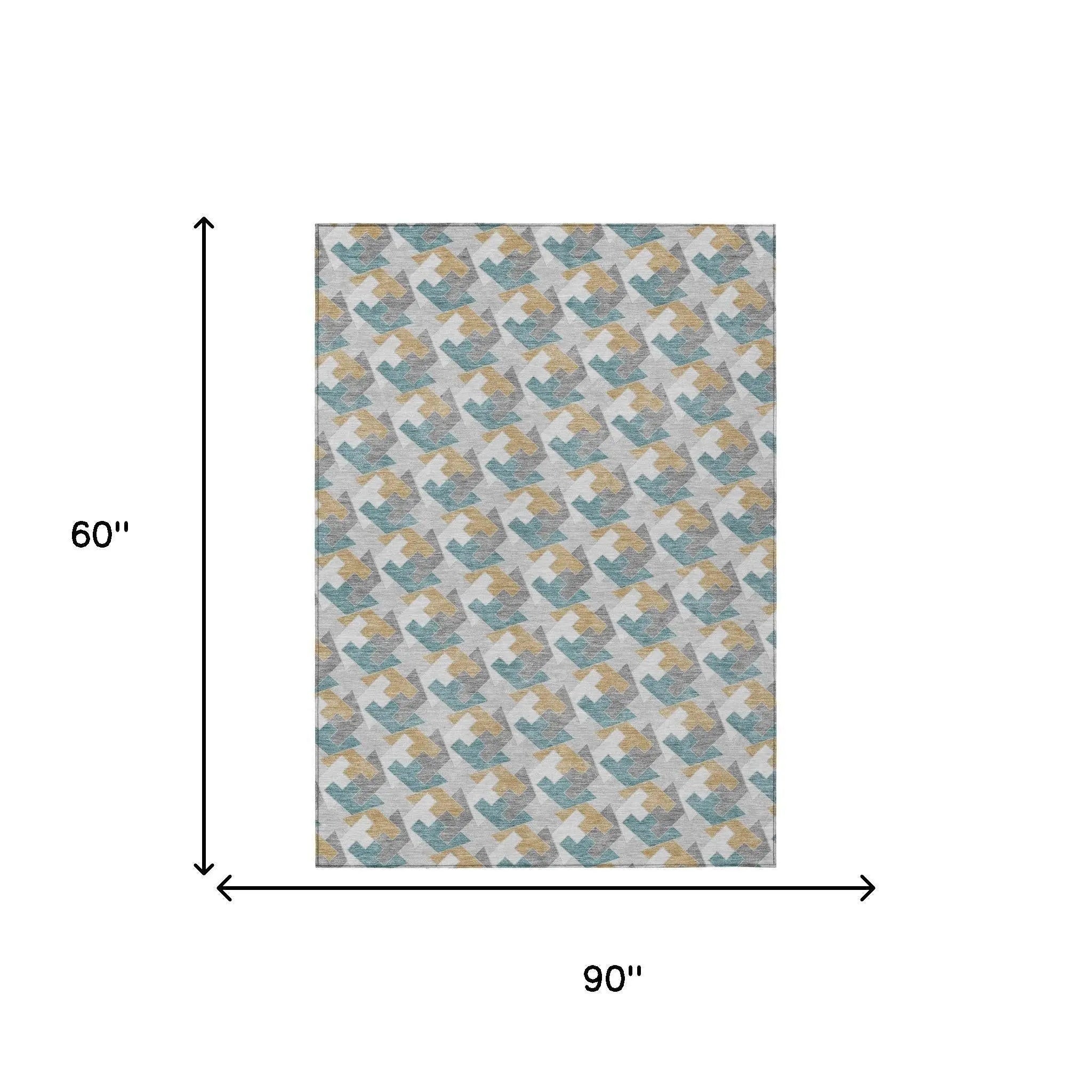 5' X 8' Silver And Gray Geometric Washable Indoor Outdoor Area Rug Homeroots Outdoor