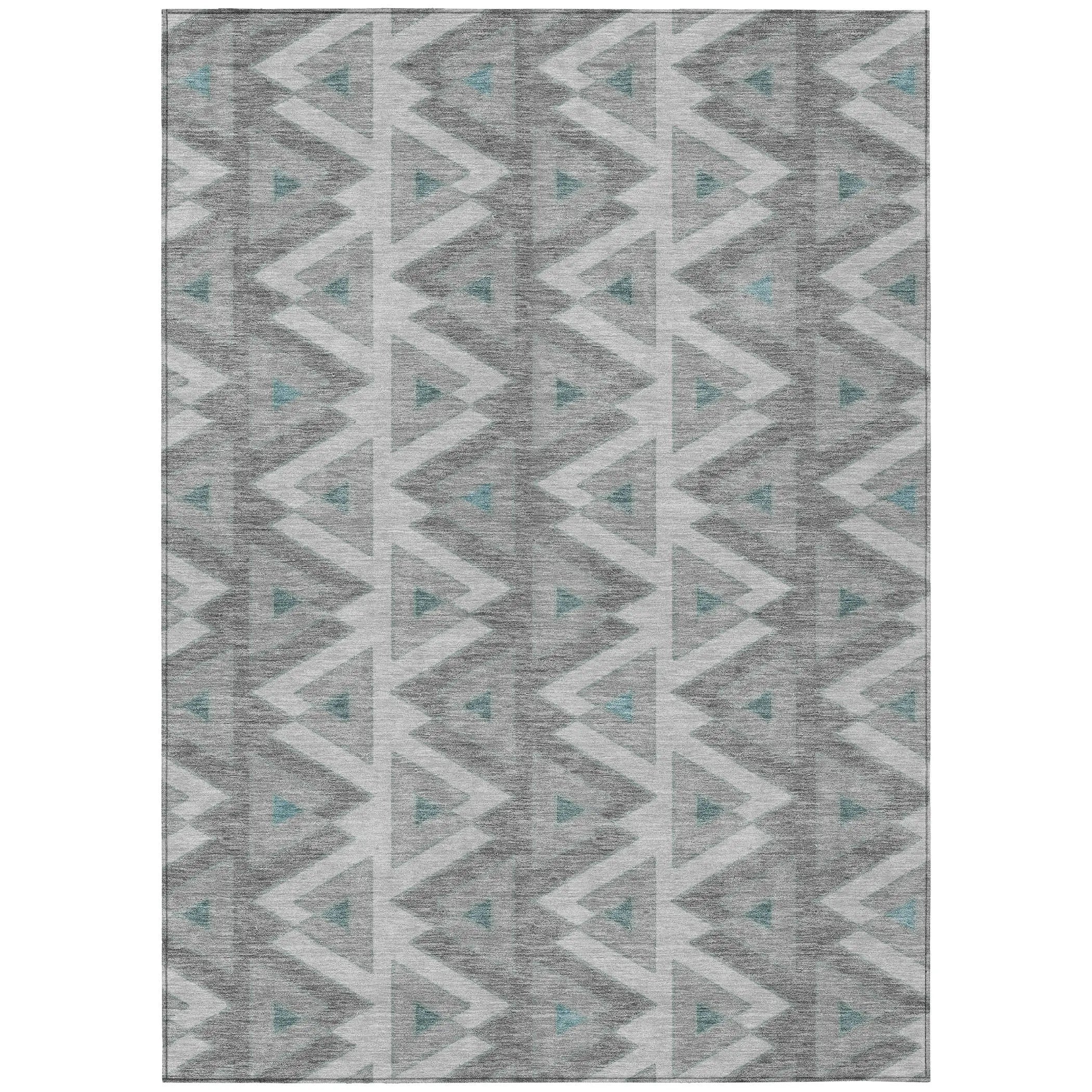 5' X 8' Silver And Gray Geometric Washable Indoor Outdoor Area Rug Homeroots Outdoor