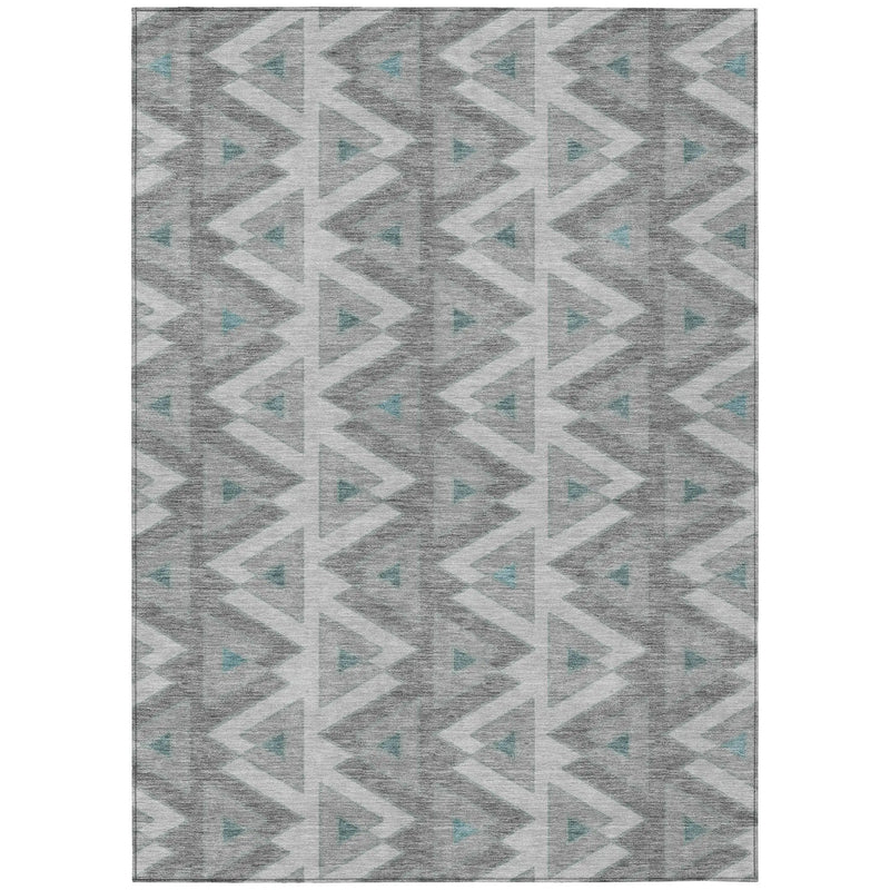 5' X 8' Silver And Gray Geometric Washable Indoor Outdoor Area Rug Homeroots Outdoor