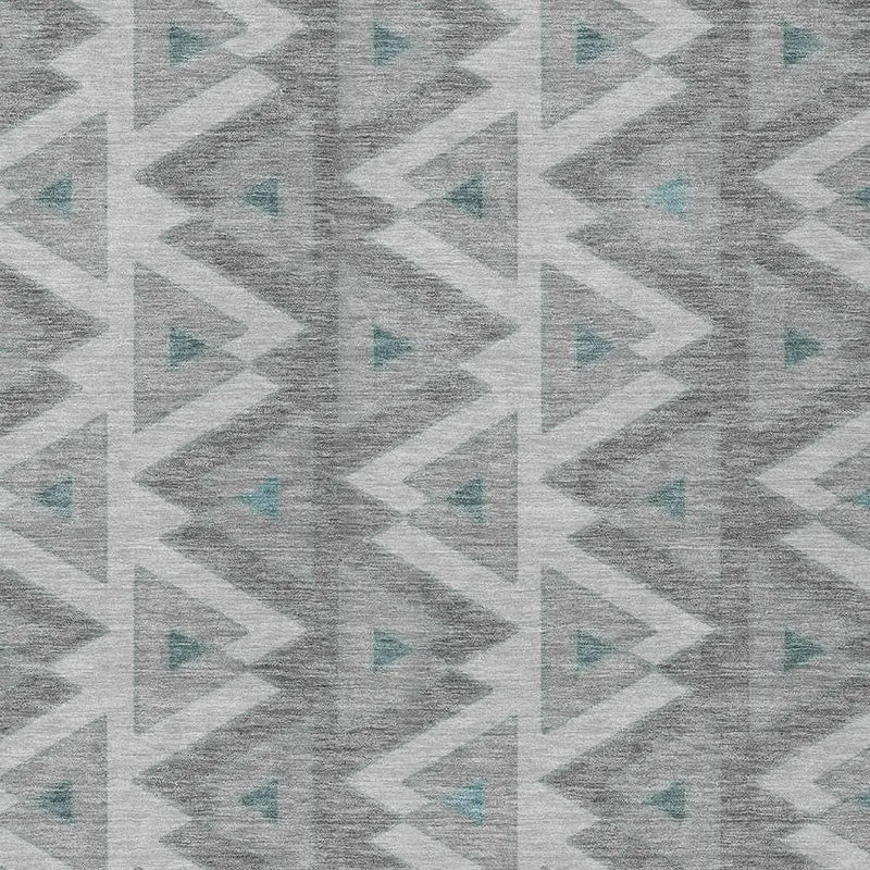 5' X 8' Silver And Gray Geometric Washable Indoor Outdoor Area Rug Homeroots Outdoor