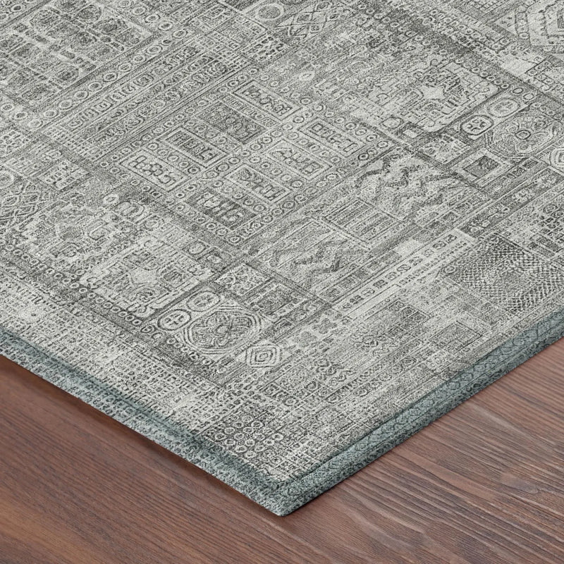 5' X 8' Silver And Gray Oriental Washable Indoor Outdoor Area Rug Homeroots Outdoor