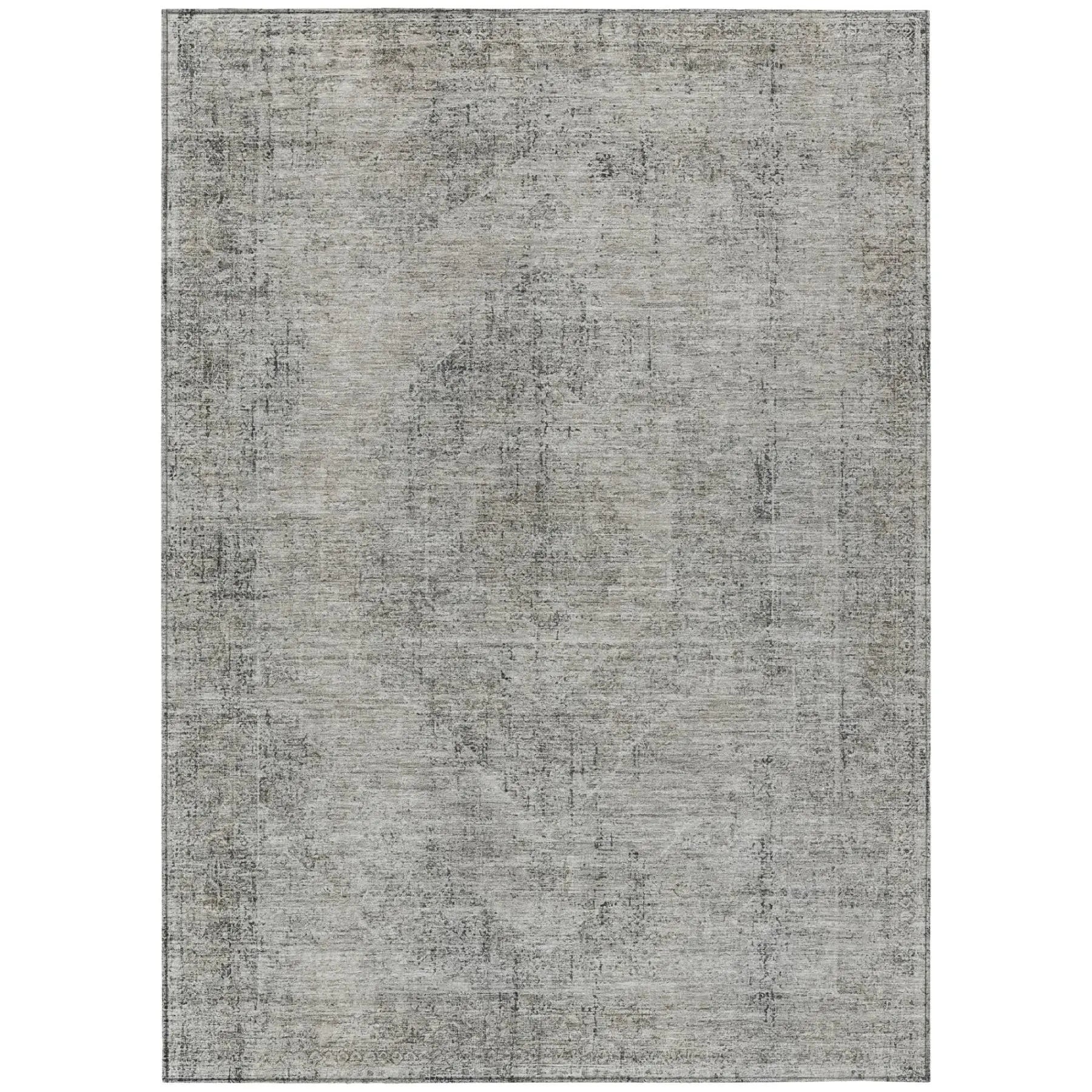 5' X 8' Silver And Gray Oriental Washable Indoor Outdoor Area Rug Homeroots Outdoor