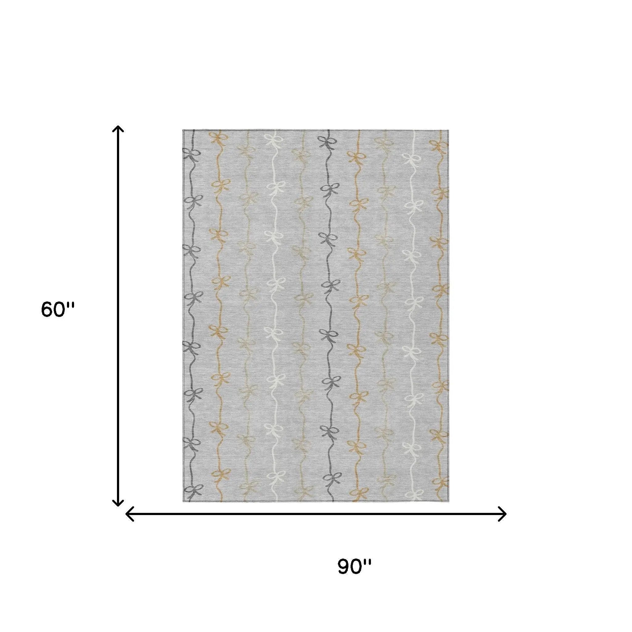5' X 8' Silver And Gray Southwestern Washable Indoor Outdoor Area Rug Homeroots Outdoor
