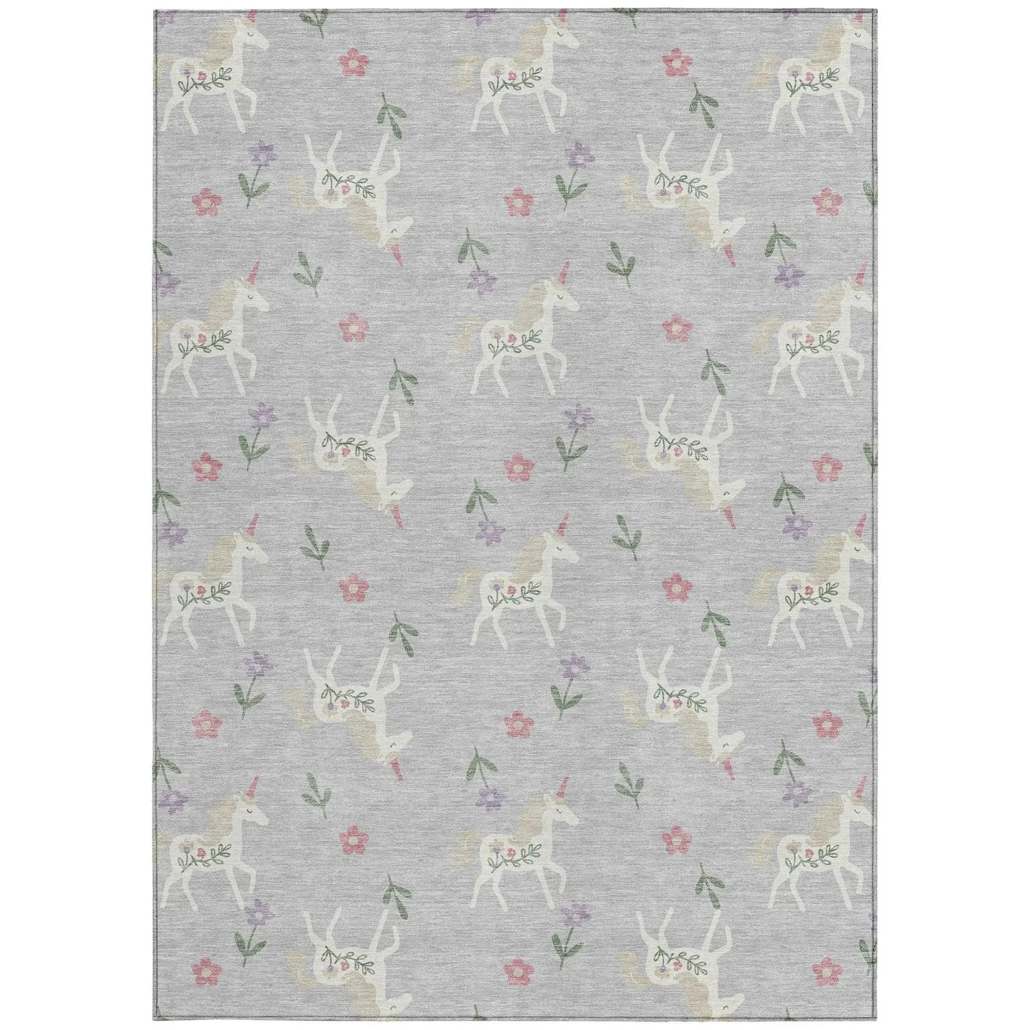 5' X 8' Silver And Ivory Floral Washable Indoor Outdoor Area Rug Homeroots Outdoor