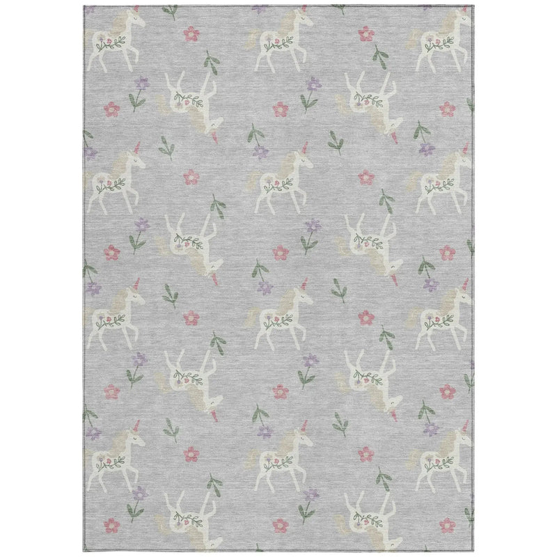 5' X 8' Silver And Ivory Floral Washable Indoor Outdoor Area Rug Homeroots Outdoor