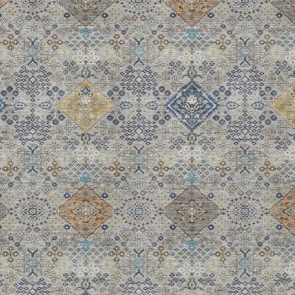 5' X 8' Silver And Navy Blue Oriental Washable Indoor Outdoor Area Rug Homeroots Outdoor