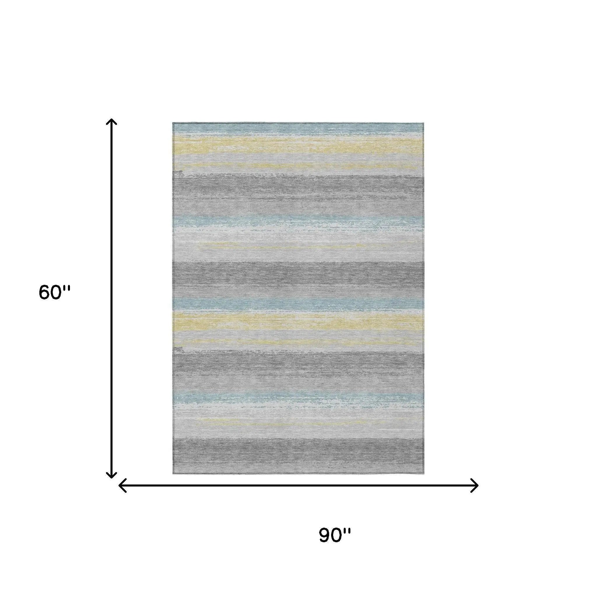 5' X 8' Silver And Taupe Striped Washable Indoor Outdoor Area Rug Homeroots Outdoor