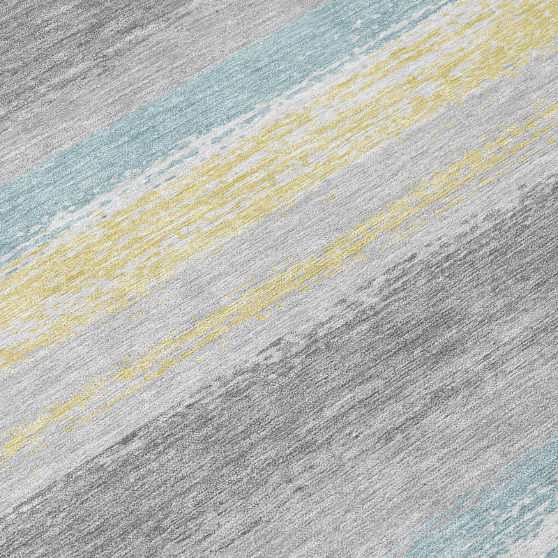 5' X 8' Silver And Taupe Striped Washable Indoor Outdoor Area Rug Homeroots Outdoor
