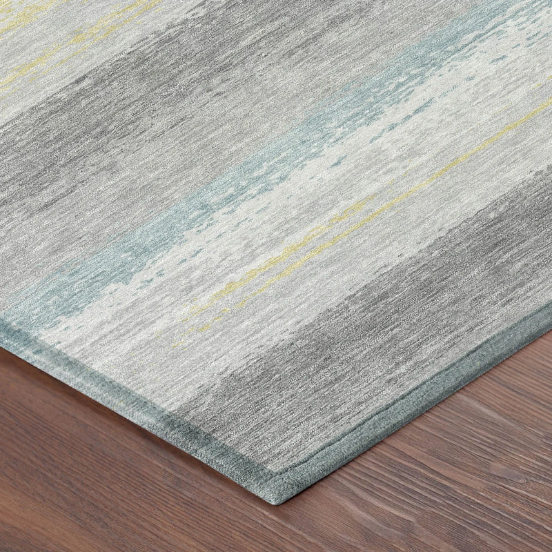 5' X 8' Silver And Taupe Striped Washable Indoor Outdoor Area Rug Homeroots Outdoor