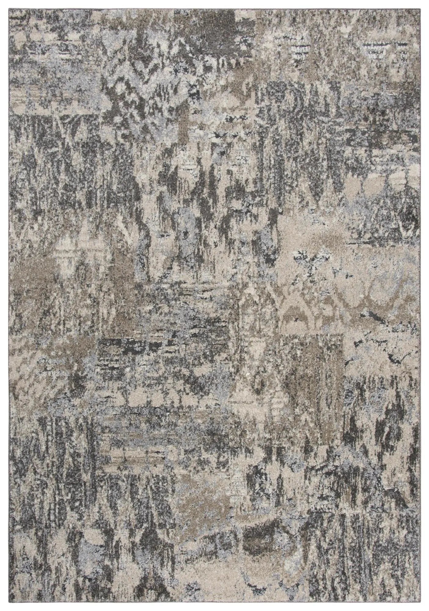 5' X 8' Silver Beige And Taupe Abstract Area Rug Homeroots Home Decor