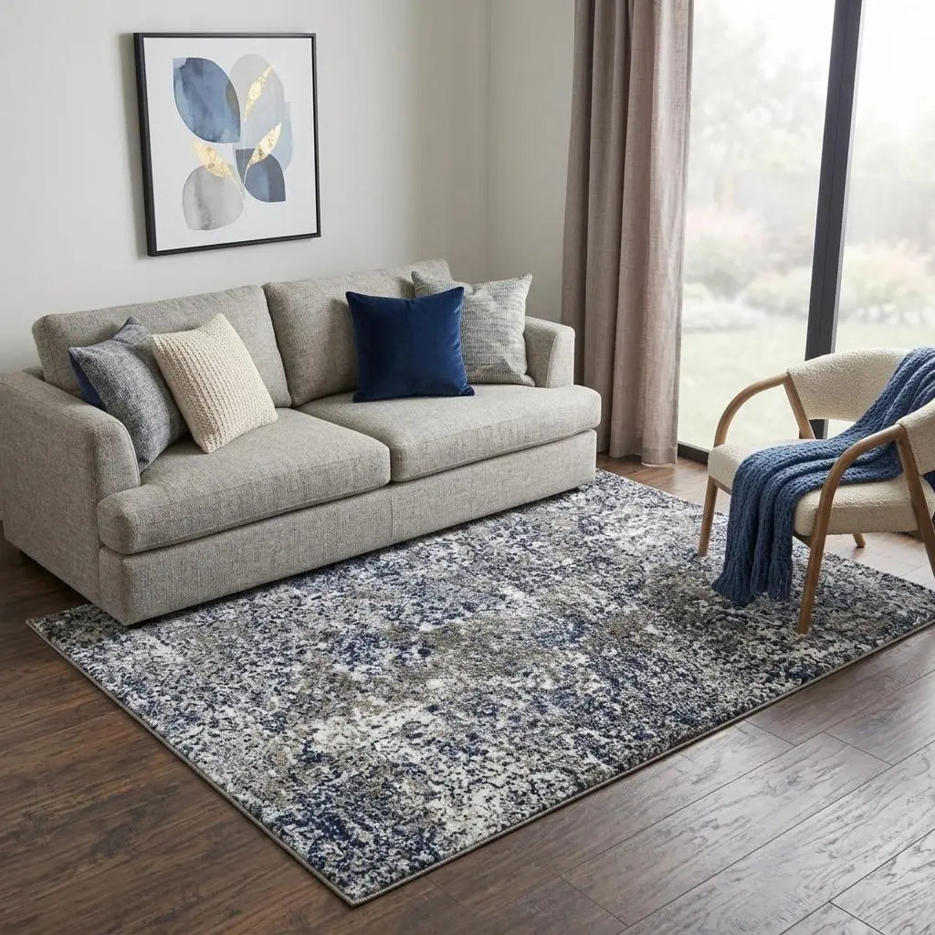 5' X 8' Silver Blue And Taupe Abstract Area Rug Homeroots Home Decor