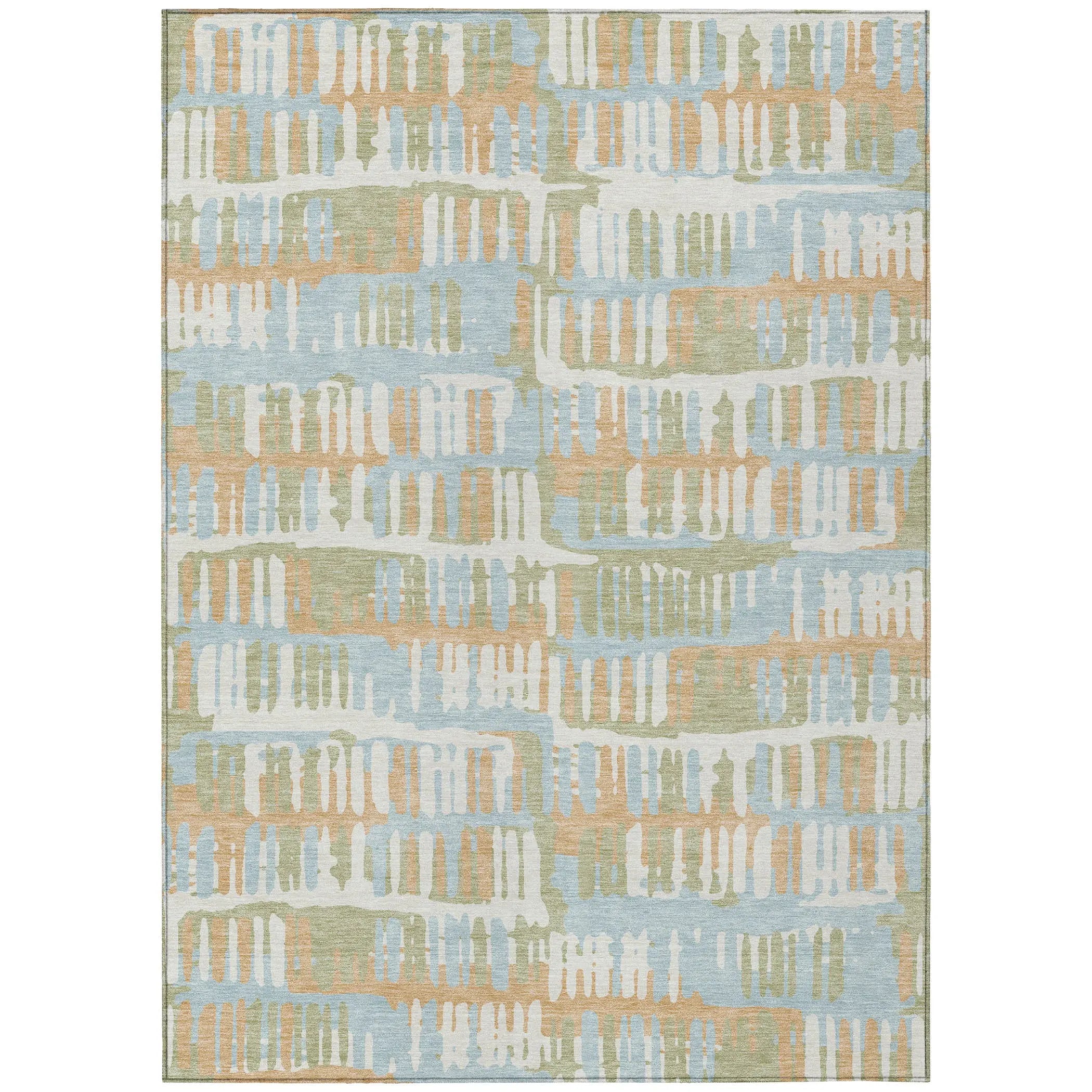 5' X 8' Sky Blue And Beige Abstract Washable Indoor Outdoor Area Rug Homeroots Outdoor
