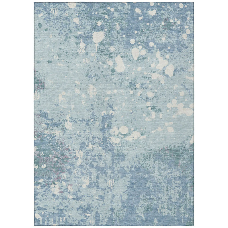 5' X 8' Sky Blue And Beige Abstract Washable Indoor Outdoor Area Rug Homeroots Outdoor