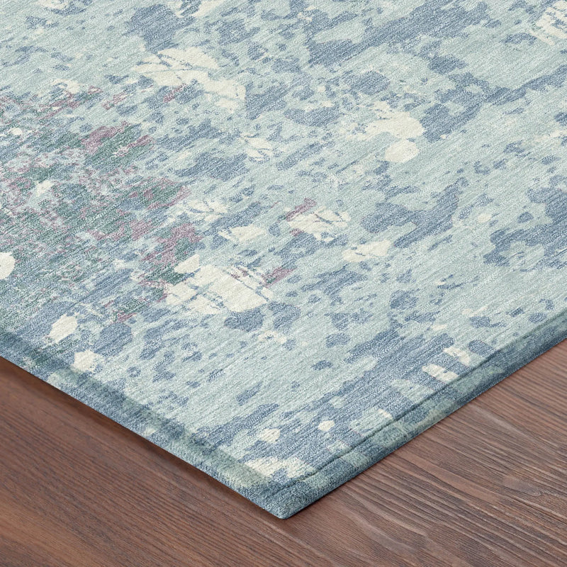 5' X 8' Sky Blue And Beige Abstract Washable Indoor Outdoor Area Rug Homeroots Outdoor