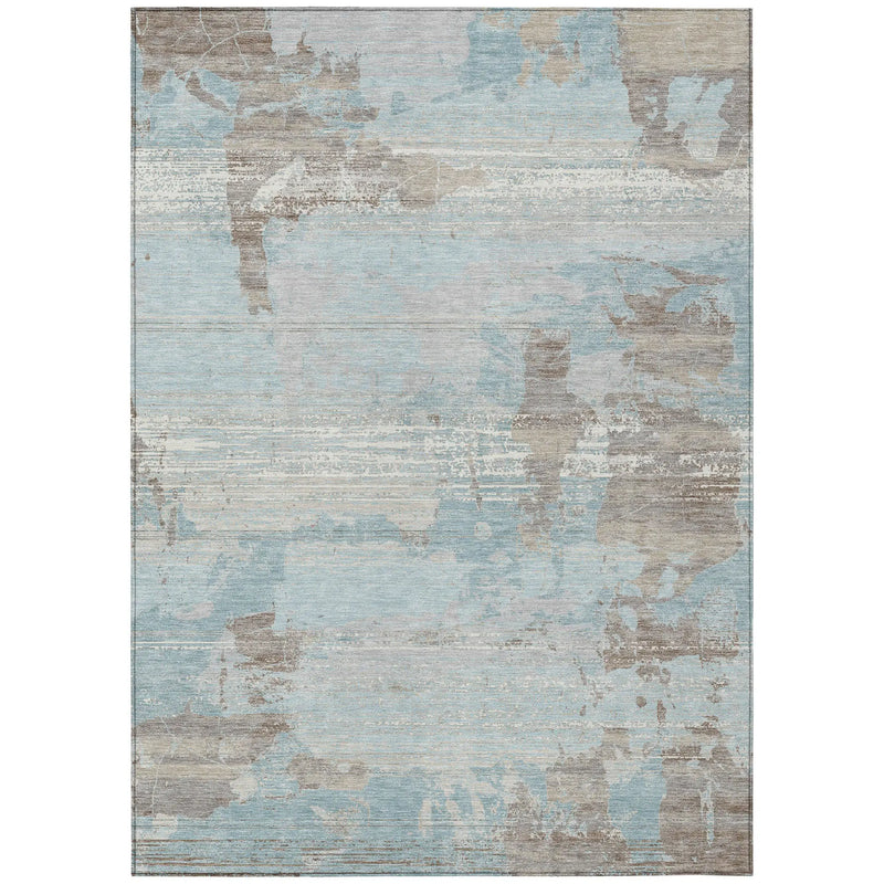 5' X 8' Sky Blue And Blue Abstract Washable Indoor Outdoor Area Rug Homeroots Outdoor