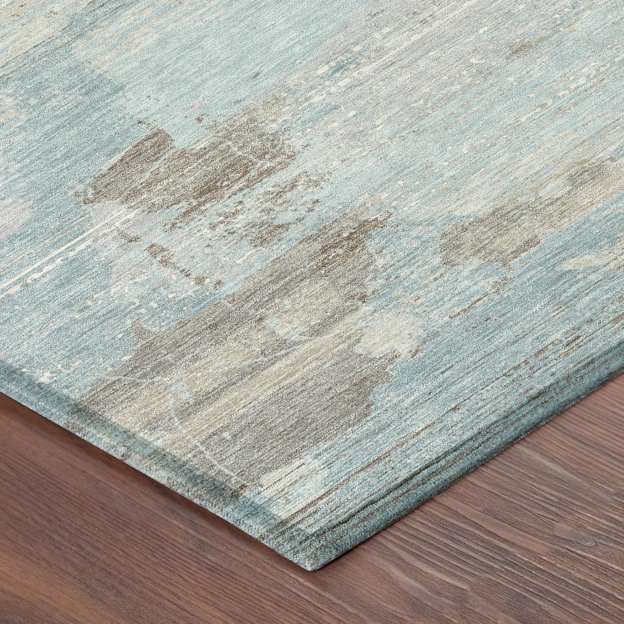 5' X 8' Sky Blue And Blue Abstract Washable Indoor Outdoor Area Rug Homeroots Outdoor
