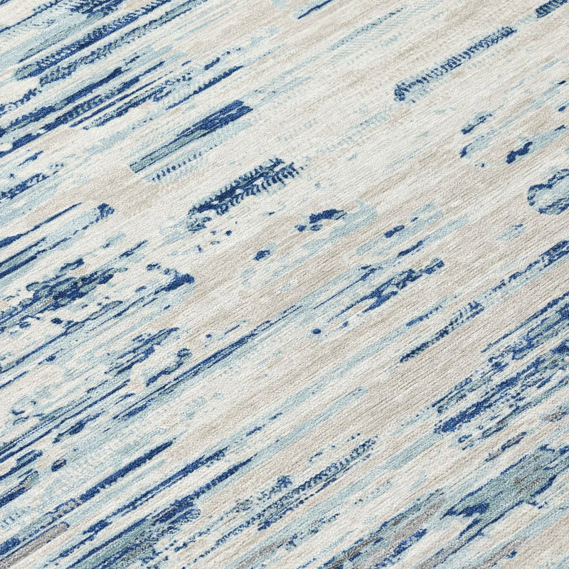 5' X 8' Sky Blue And Blue Abstract Washable Indoor Outdoor Area Rug Homeroots Outdoor