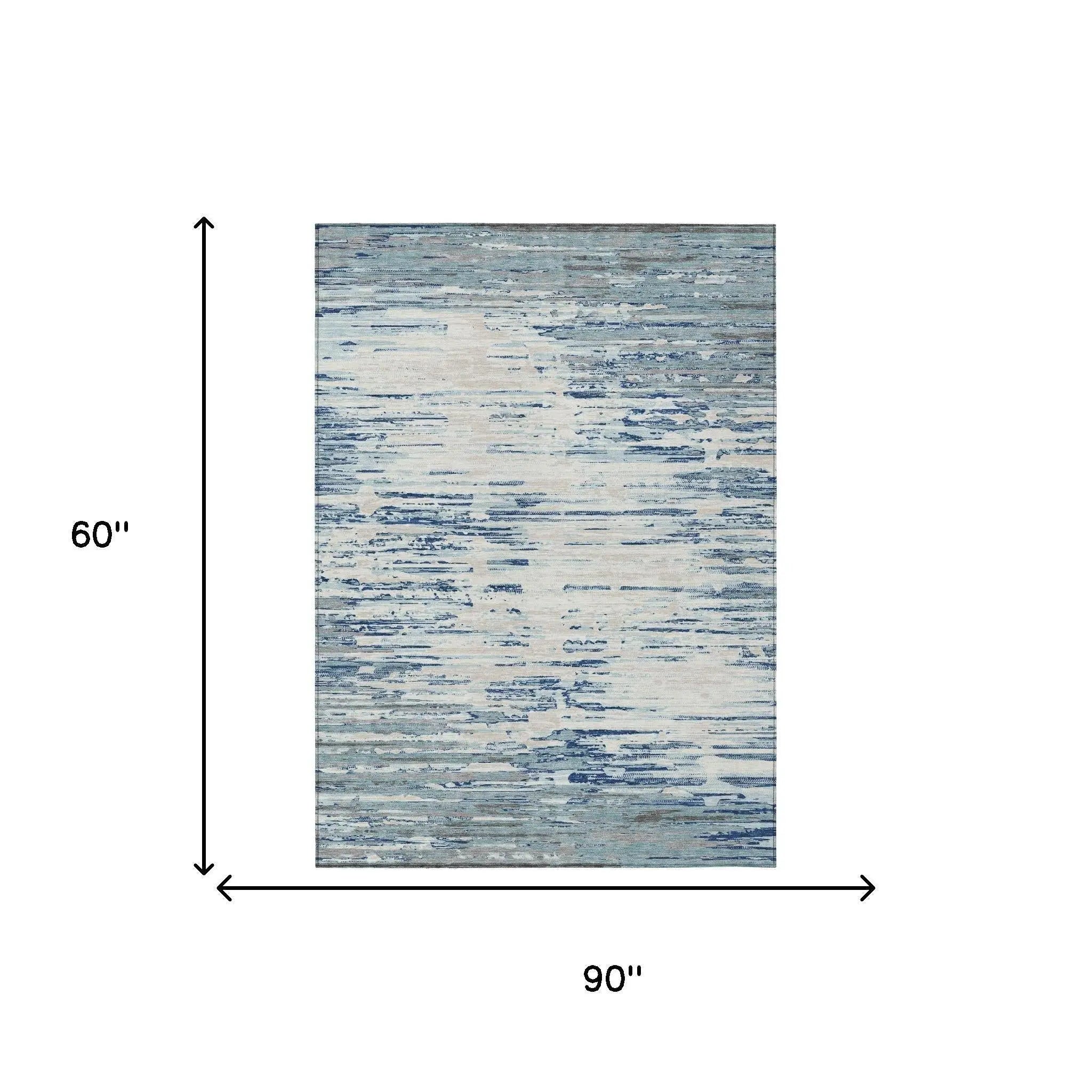 5' X 8' Sky Blue And Blue Abstract Washable Indoor Outdoor Area Rug Homeroots Outdoor