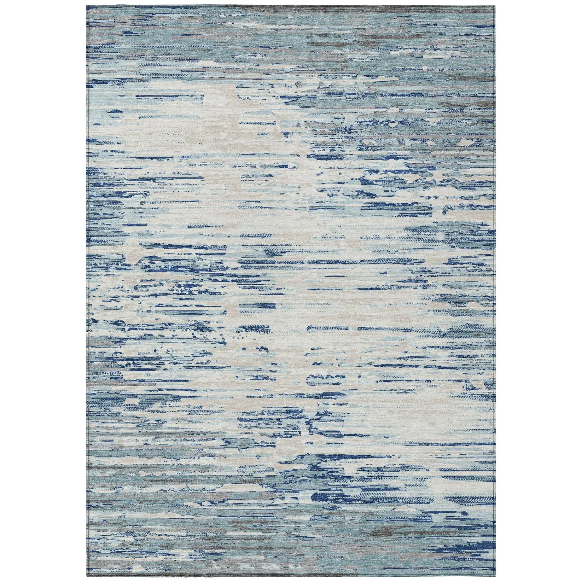 5' X 8' Sky Blue And Blue Abstract Washable Indoor Outdoor Area Rug Homeroots Outdoor