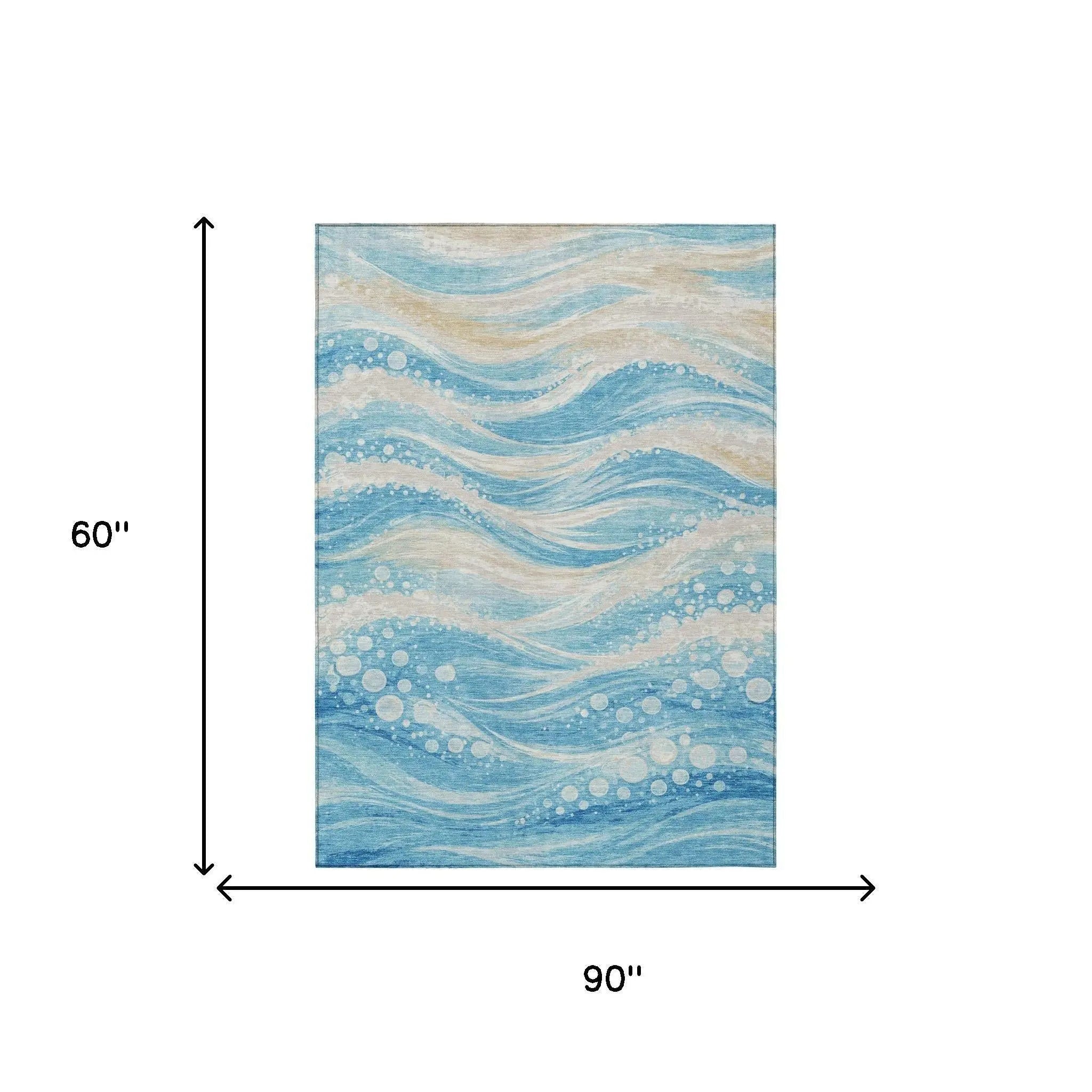 5' X 8' Sky Blue And Blue Abstract Washable Indoor Outdoor Area Rug Homeroots Outdoor
