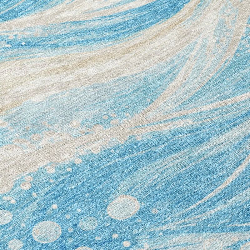 5' X 8' Sky Blue And Blue Abstract Washable Indoor Outdoor Area Rug Homeroots Outdoor
