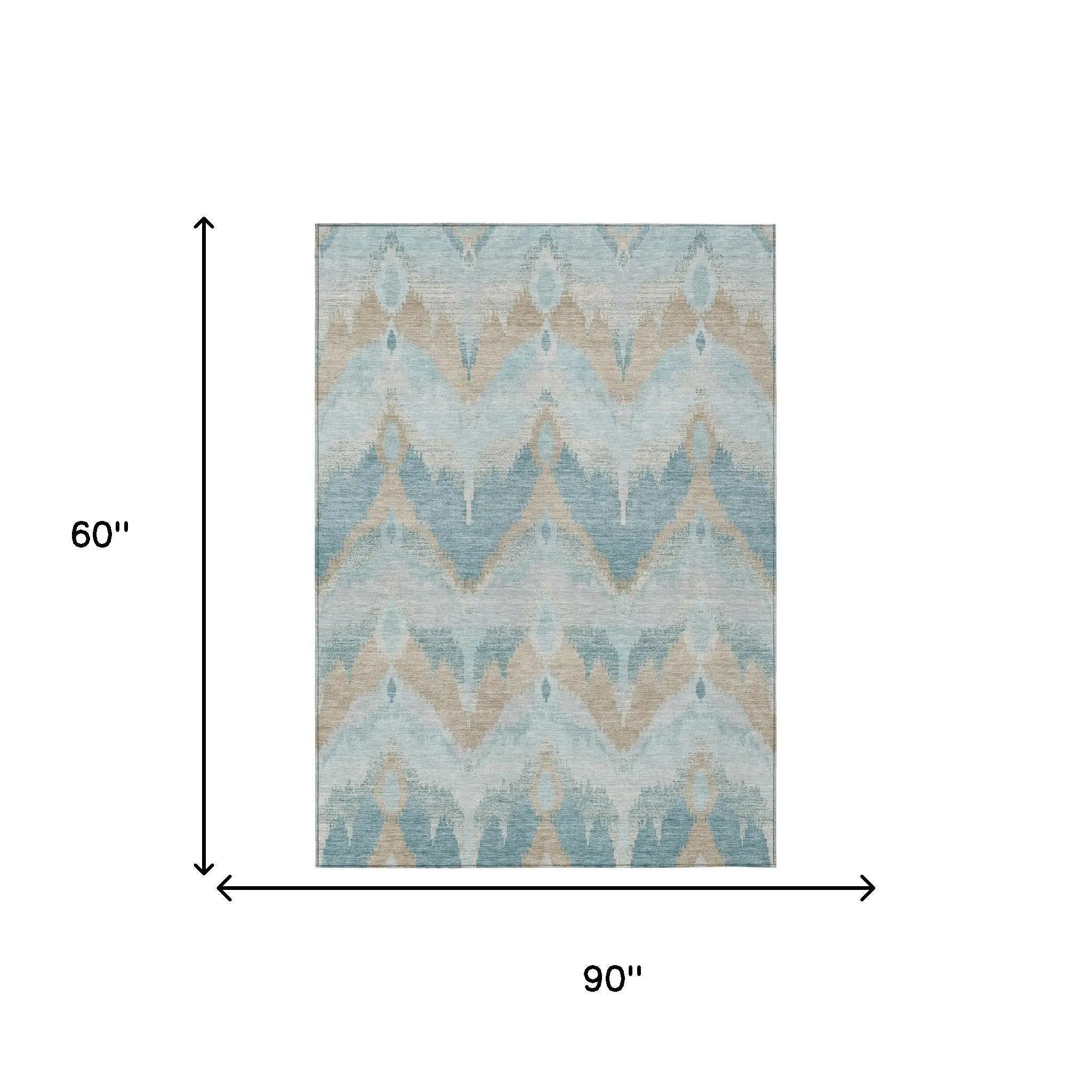 5' X 8' Sky Blue And Blue Abstract Washable Indoor Outdoor Area Rug Homeroots Outdoor