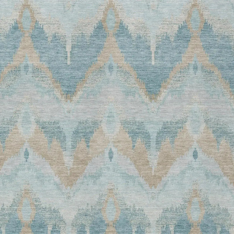 5' X 8' Sky Blue And Blue Abstract Washable Indoor Outdoor Area Rug Homeroots Outdoor