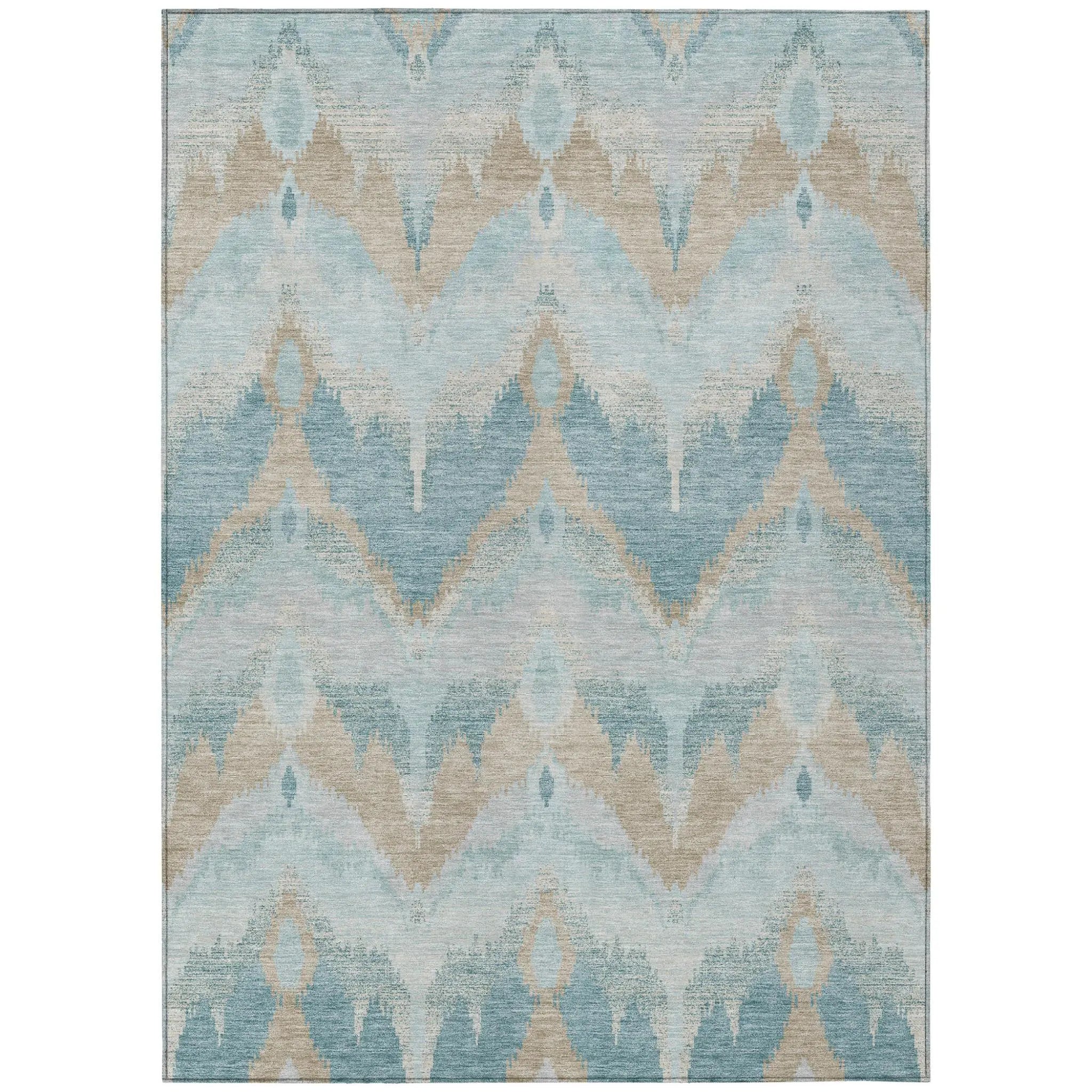 5' X 8' Sky Blue And Blue Abstract Washable Indoor Outdoor Area Rug Homeroots Outdoor