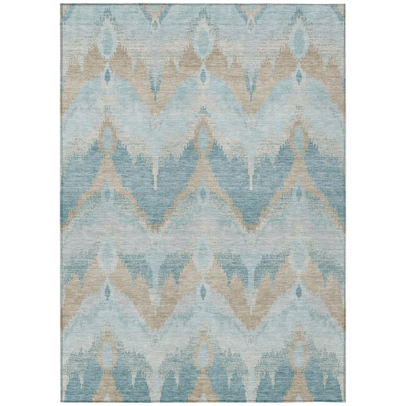 5' X 8' Sky Blue And Blue Abstract Washable Indoor Outdoor Area Rug Homeroots Outdoor